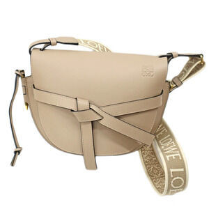 Loewe Small Gate Dual Bag soft calfskin leather jacquard sand White